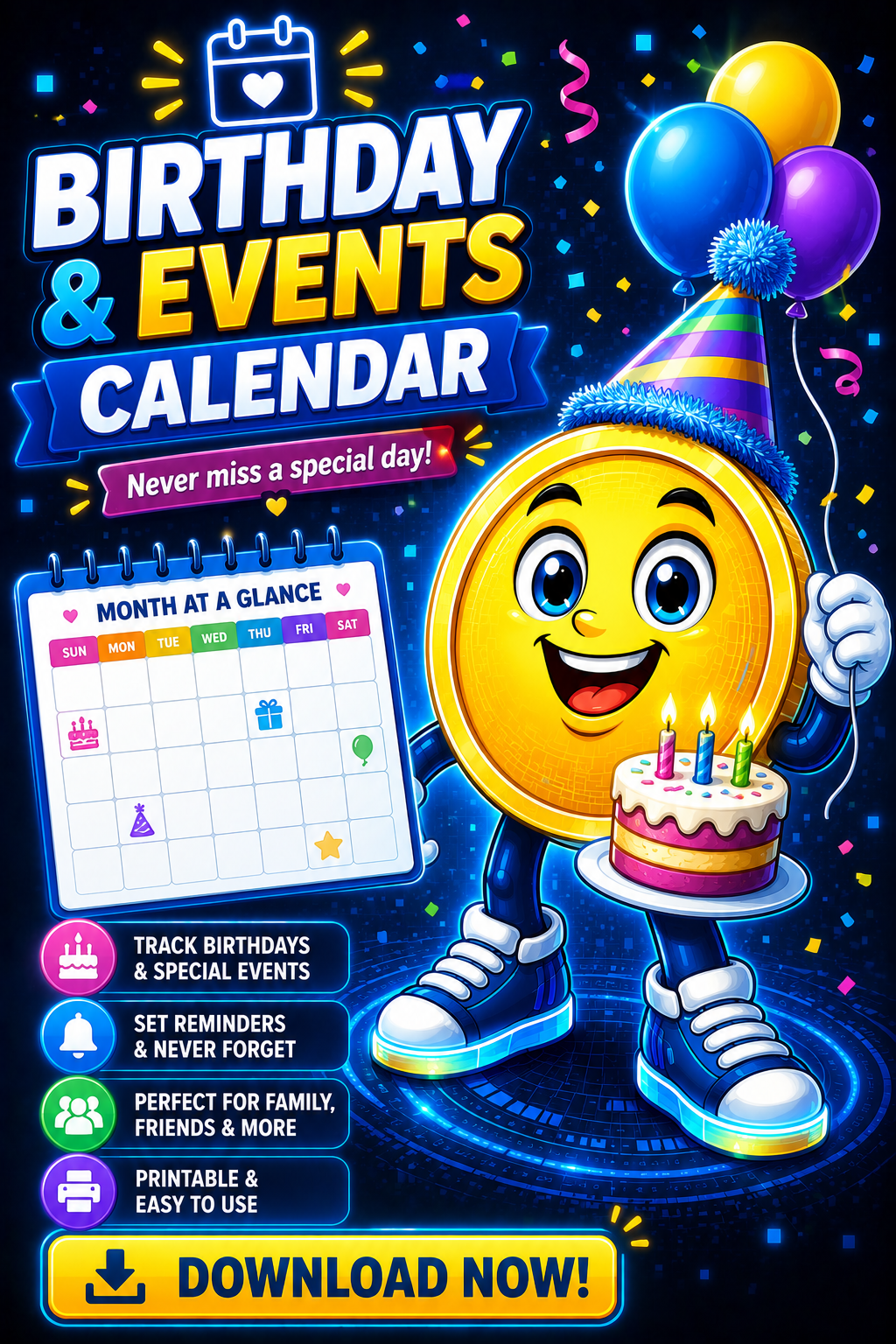 Birthday & Events Calendar