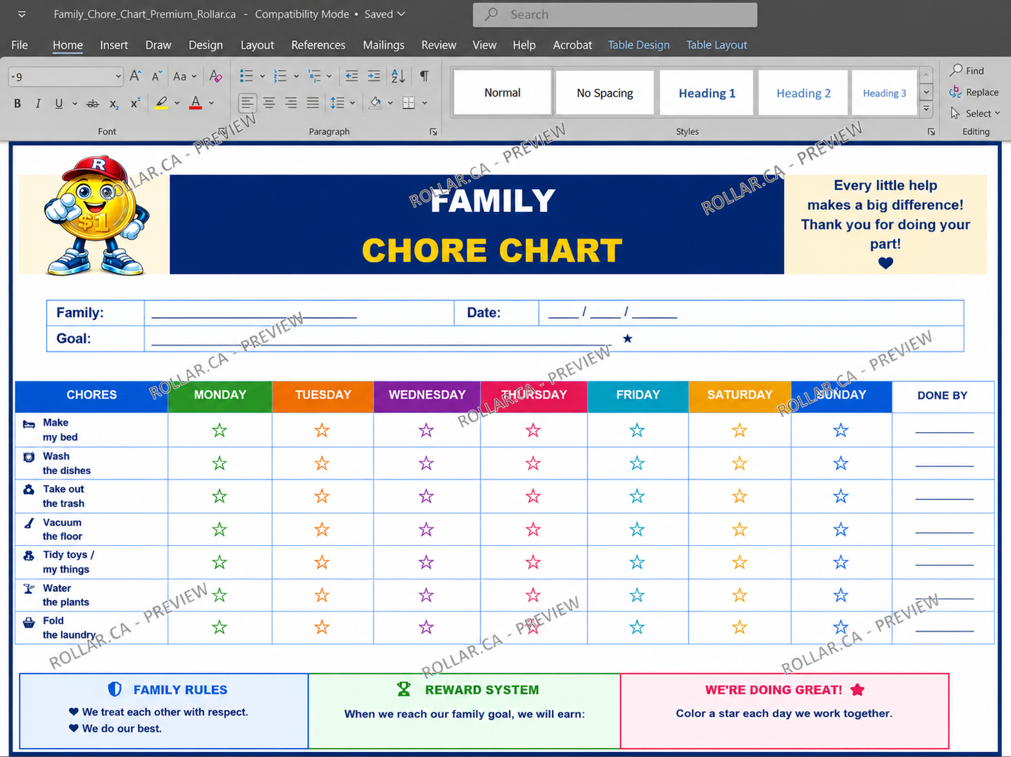 Family Chore Chart