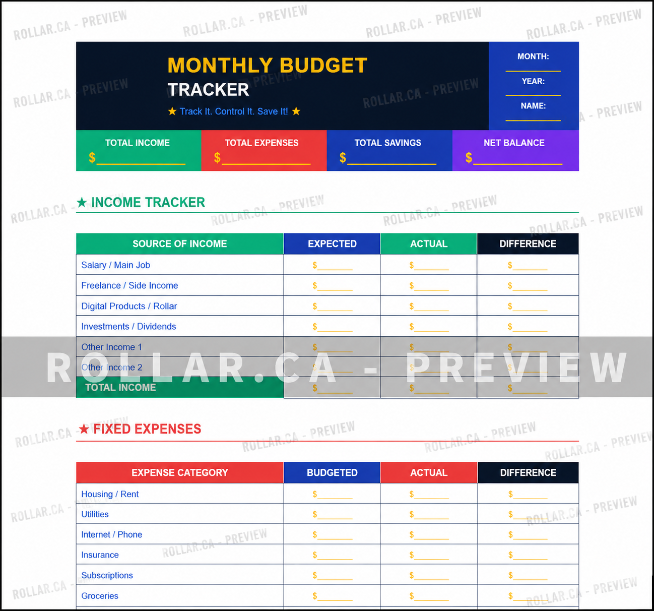 Monthly Budget Tracker