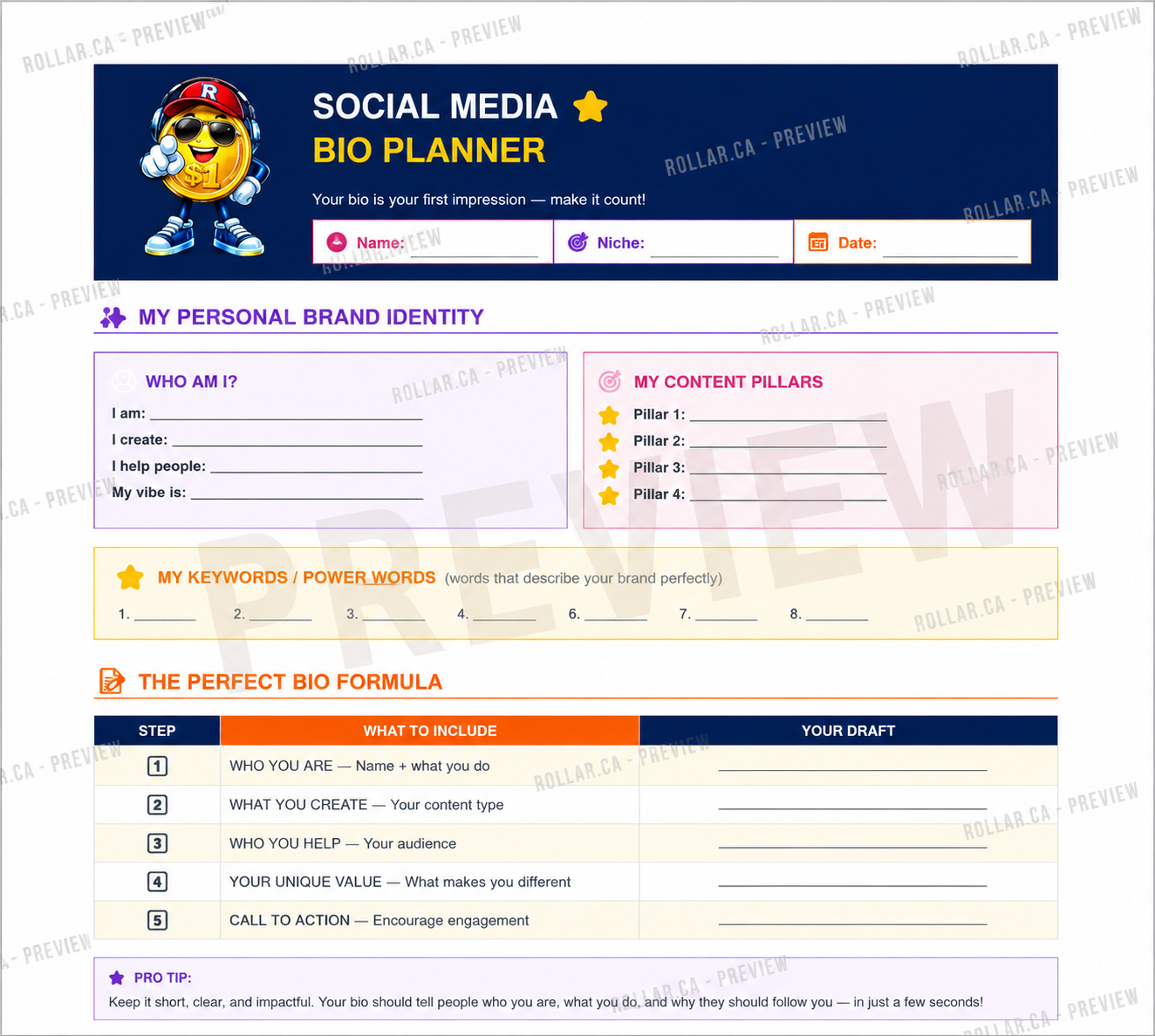 Social Media Bio Planner