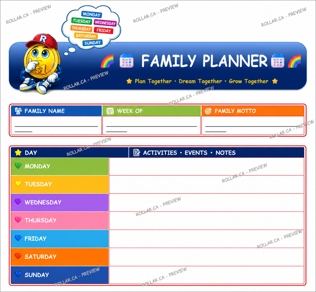 Family Weekly Planner - Colorful