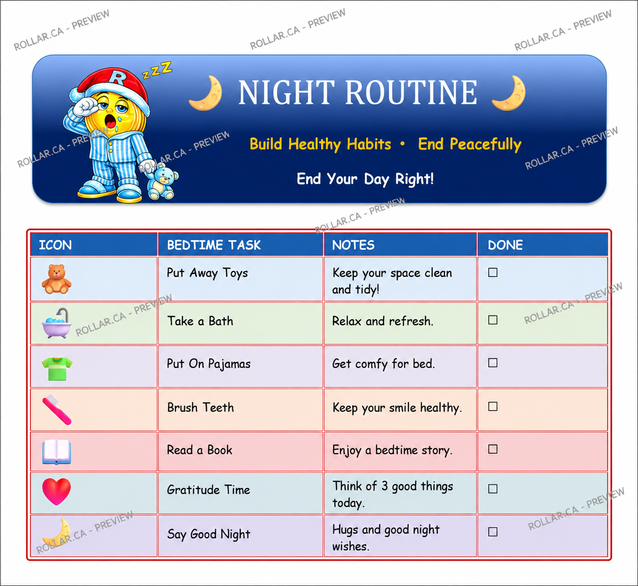 Night Routine Template