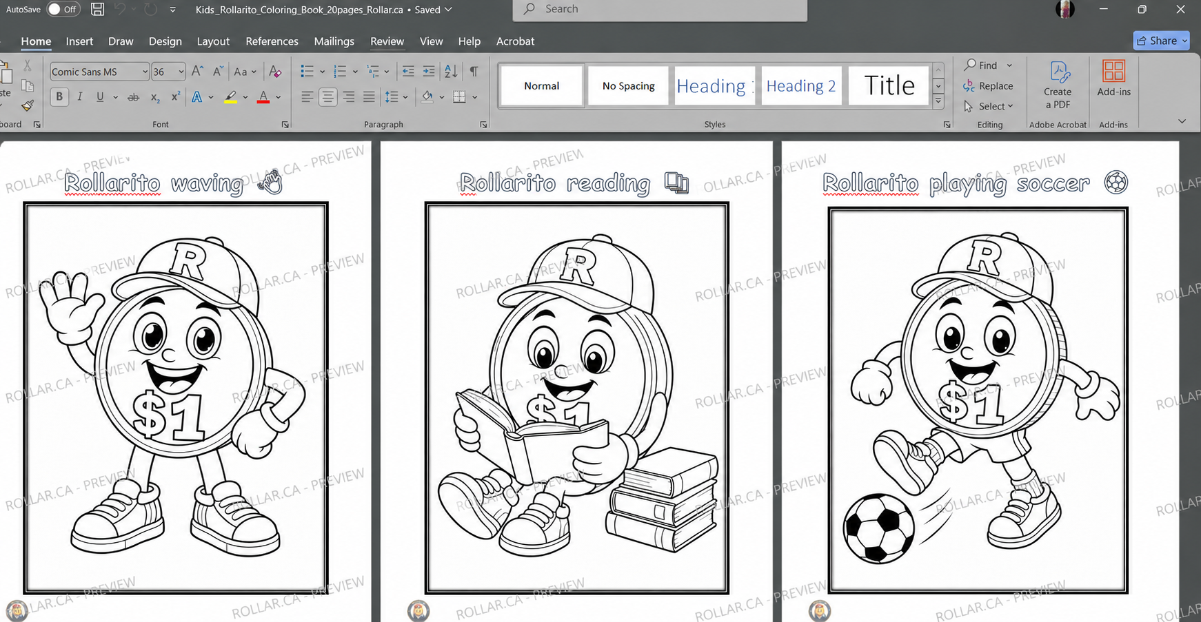 Rollarito Coloring Book - 20 pages