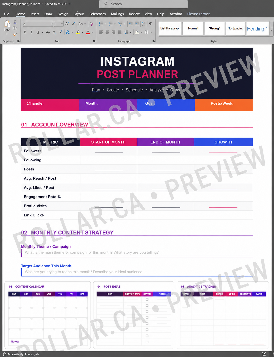 Instagram Post Planner