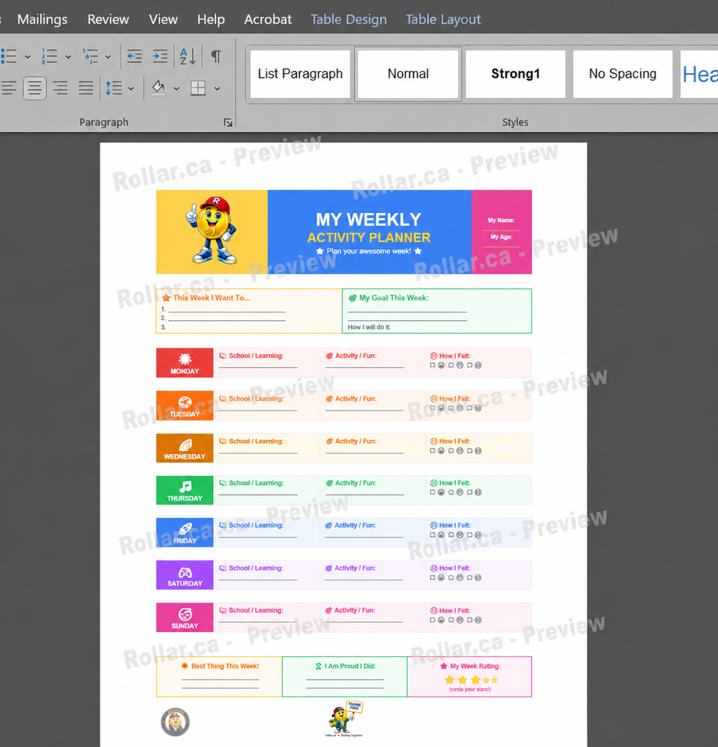 Weekly Planner Kids