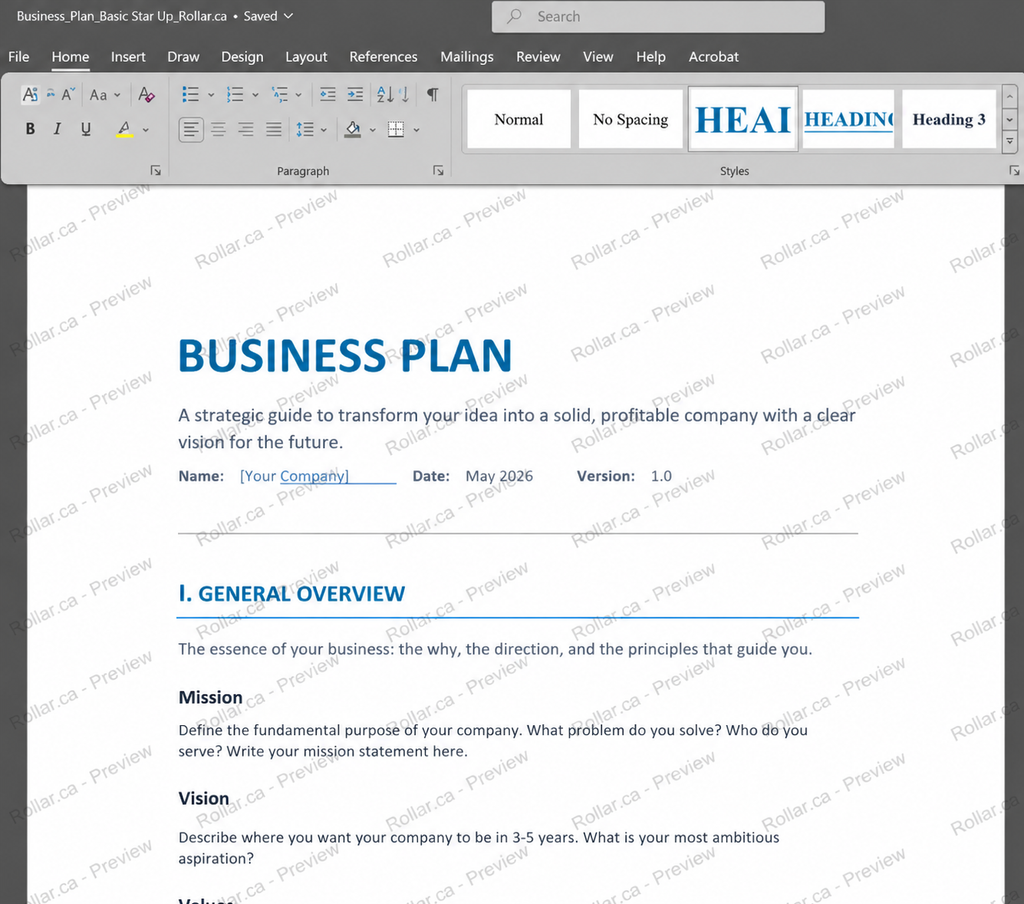Business Plan Template