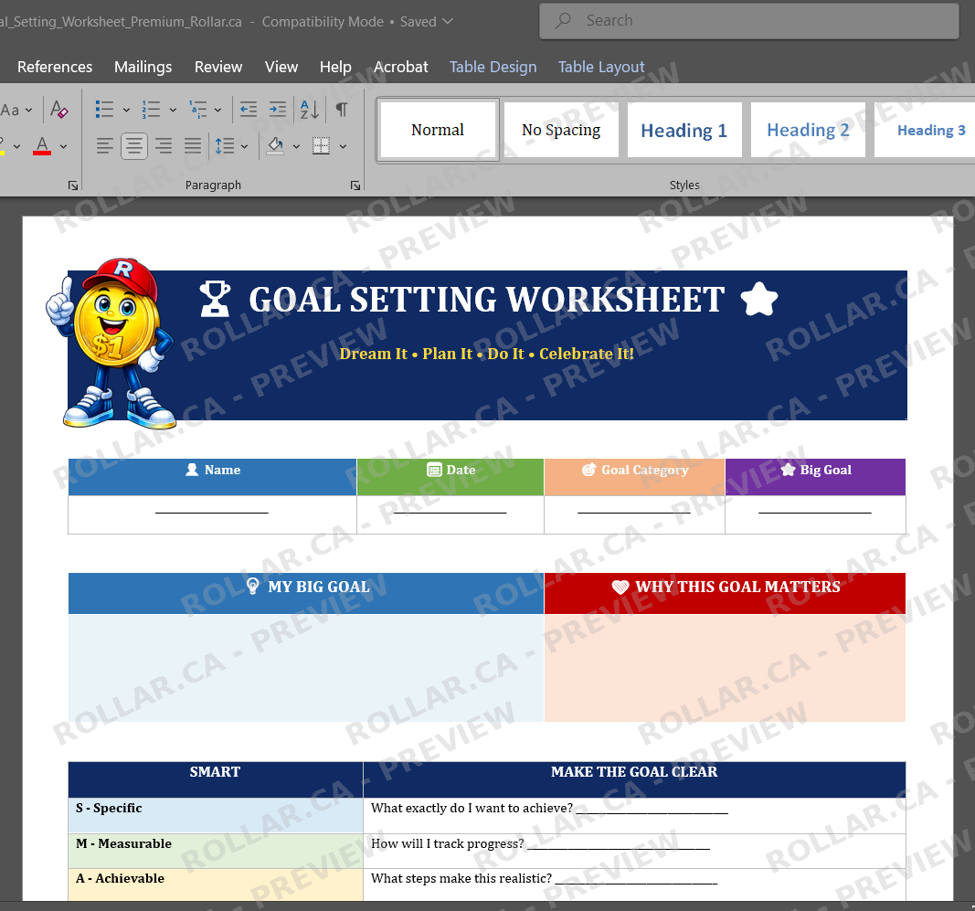 Goal Setting Worksheet